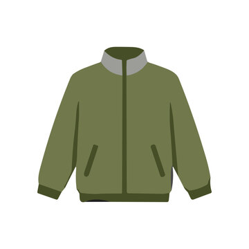 Olive Green Zipper Jacket Front View.