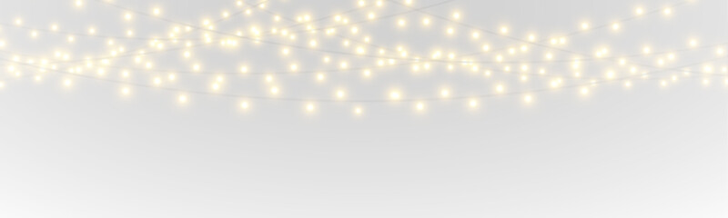 Warm fairy lights glow across the design. PNG isolated ornament for creative use. Delicate sparkle enriches festive graphics. © MEDUZA