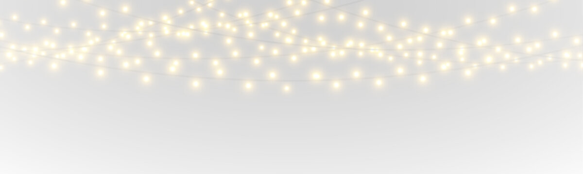 Warm fairy lights glow across the design. PNG isolated ornament for creative use. Delicate sparkle enriches festive graphics.