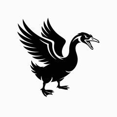 Fototapeta premium Black goose, bird icon, animal silhouette, vector illustration, wildlife symbol