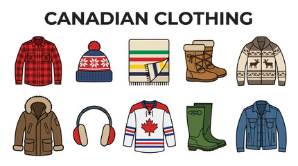 Collection of Canadian Clothing and Accessories Icons © zyaa
