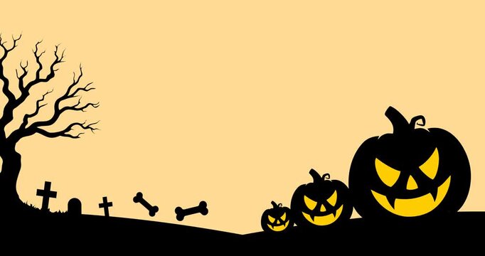 Copy space background animation with halloween decorations