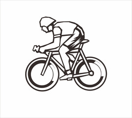 Obraz premium Cyclist in Aerodynamic Position on Racing Bicycle Geometric Vector Illustration
