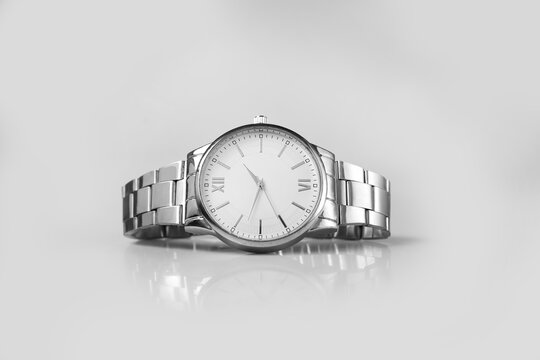 Luxury Silver Metal watch Isolated on White Background