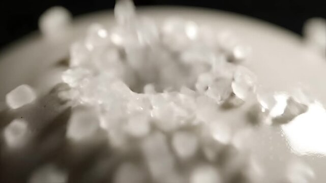 Closeup of salt pouring into a shaker.