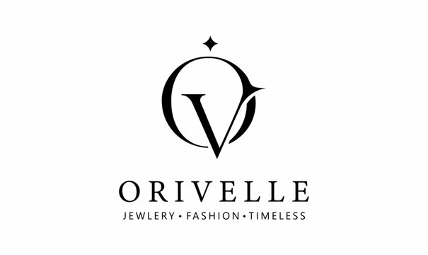 Elegant Monogram Letter OV or VO Logo with Star for Luxury Jewelry and Fashion Brand