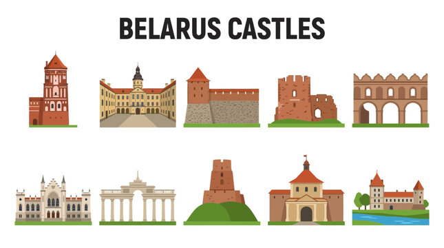 Collection of Belarus Castles and Architectural Landmarks.