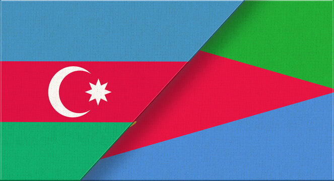 Double Flag Azerbaijan and Eritrea on Fabric Texture. 3D illustration