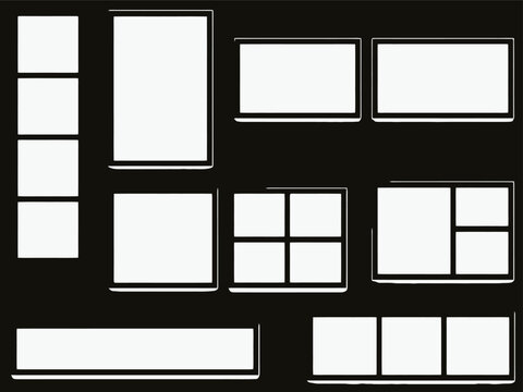  blank photo frame vector template set vertical photo booth strip layout modern clean border frames isolated studio mockup collage design editable photography presentation pack flat design system
