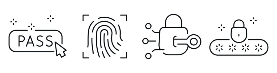 Naklejka na ściany i meble Security icons representing authentication and access control concepts. Editable stroke