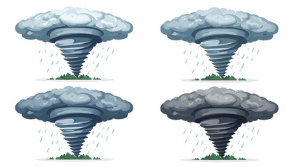 Fototapeta premium Pixel art tornadoes with rain