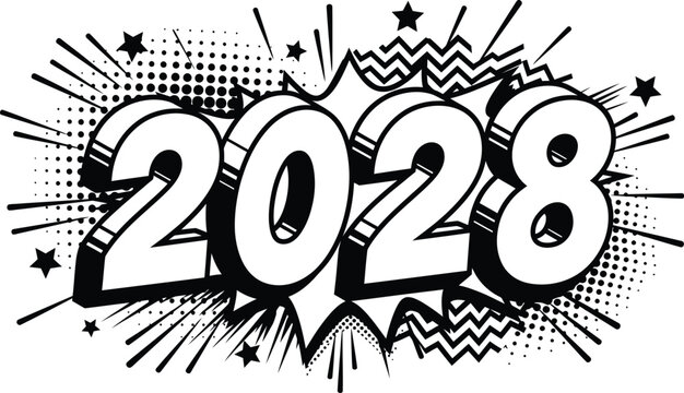 2028 text  illustration of an white background