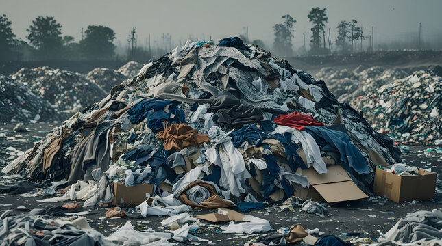 Large pile of trash in a dump site