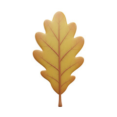 Fototapeta premium 3D Rendered Autumn Oak Leaf Yellow and Orange Hues on Transparent Background
