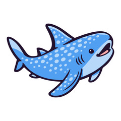 Fototapeta premium cartoon whale shark fish wild sea marine life animal flat color vector illustration template design