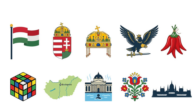 Collection of Hungarian Symbols and Icons.