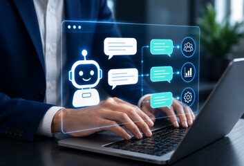 Naklejka premium AI Chat Assistant for Customer Support and Business Process Automation