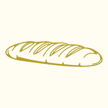 Minimalist loaf of bread line art illustration, bakery outline with elongated form and scored crust