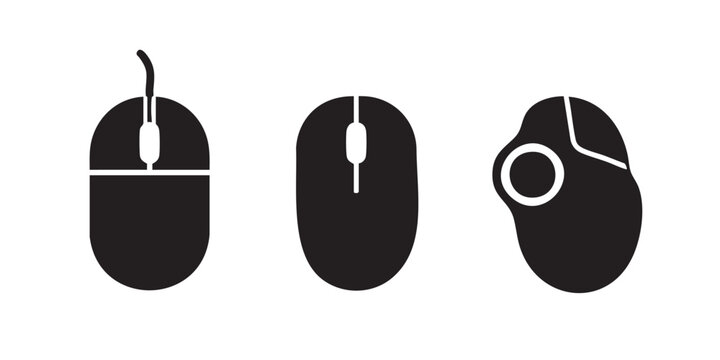 Black Silhouette Computer Mouse and Trackball Device Set