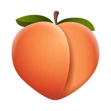 Peach emoji illustration, isolated on transparent background.