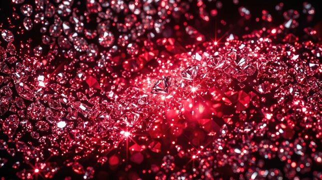 Red Glitter Sparkles on Black Background, Festive Holiday Lights
