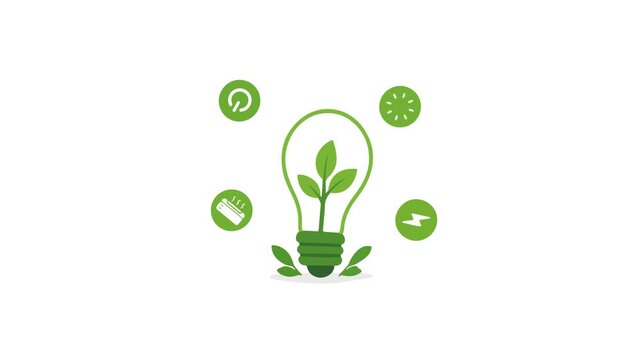 Eco friendly sign green ideas flat design motion video suitable to your go green, brand, advertise, display, marketing, cartoon, business, and more