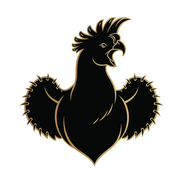 Profile silhouette of a Southern Screamer bird, also known as a crested screamer, standing. Clean black vector icon isolated on a white background for wildlife and nature design.