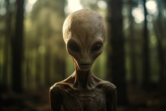 Aliens portrait in forest alien representation darkness.