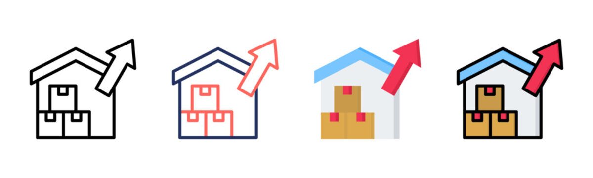 Exportation icon set multiple style collection