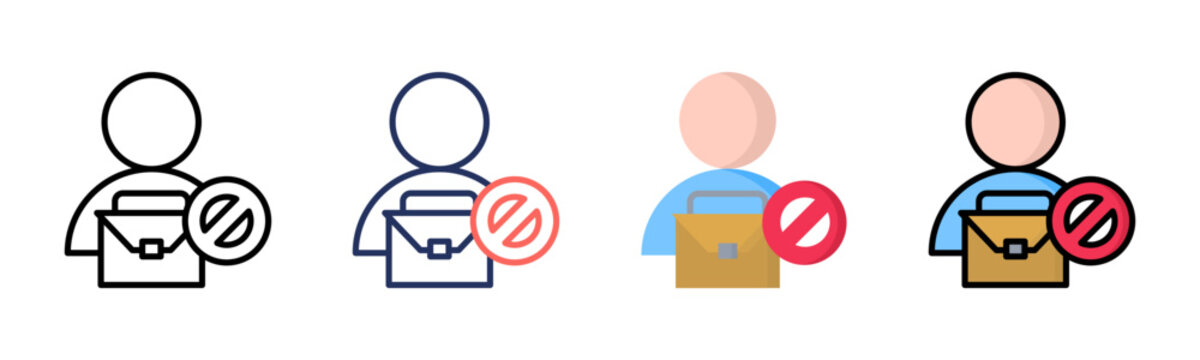 Unemployment icon set multiple style collection