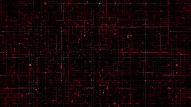 Red Digital Matrix Code Grid &ndash; Futuristic Cybersecurity Data Tunnel Motion Graphics Background