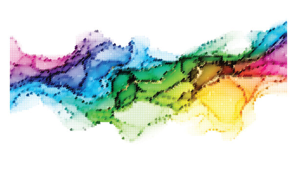 Vibrant colorful abstract liquid waves flowing composition with bright spectral gradient.