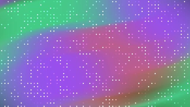 Green and purple gradient background with white pixelated grid square pattern. Perfect for tech, digital, abstract, or modern design projects.
