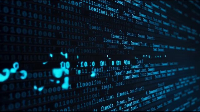 Binary code on computer screen.