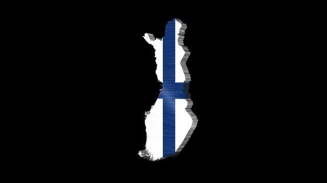 Finland 3D Rotating Flag Map Alpha Channel Loop