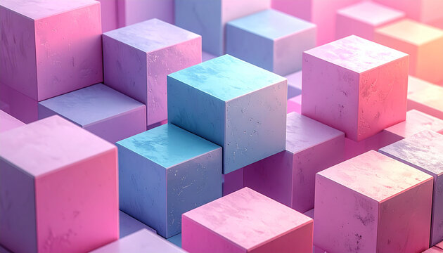 Abstract colorful cubes displaying geometric patterns and gradient colors