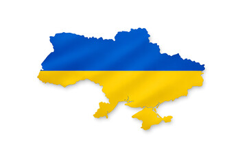 Obraz premium Ukraine map with blue and yellow flag colors on white background