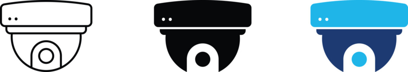 CCTV dome camera icon showing professional security surveillance and property video monitoring. Professional illustration for commercial building asset protection, smart home safety networks © Shahar  ID: #7035539