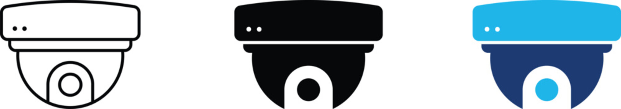 CCTV dome camera icon showing professional security surveillance and property video monitoring. Professional illustration for commercial building asset protection, smart home safety networks