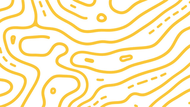 Yellow dashed contour lines topographic map abstract vector seamless background