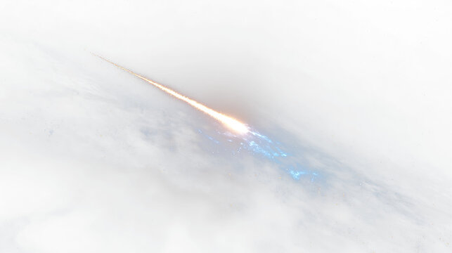 Fiery comet trail with golden glow and cosmic particle effect PNG