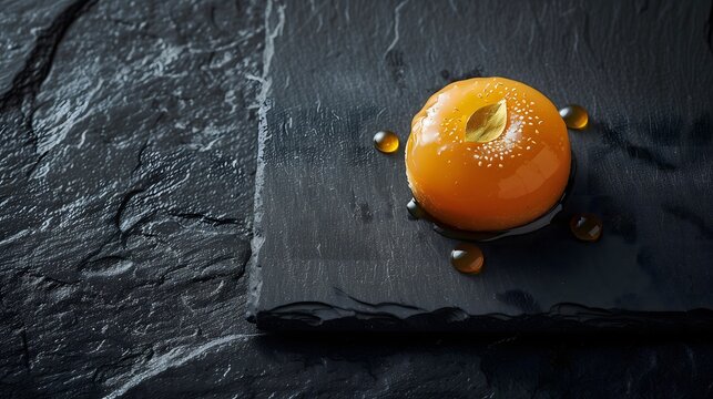 Minimalist Fine Dining Plating of Traditional Korean Yakgwa Dessert