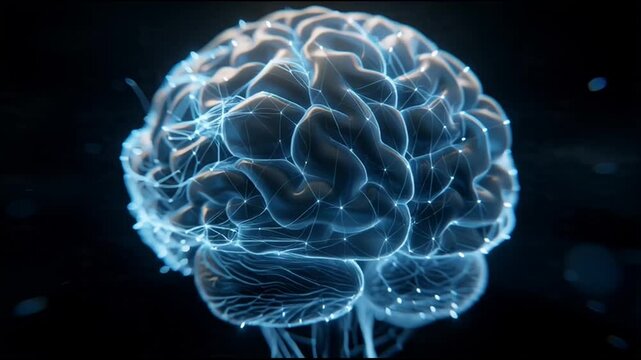 Glowing blue human brain anatomy 3.