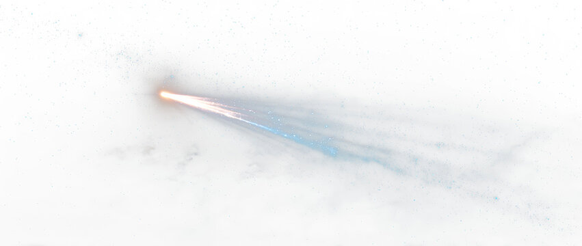 Bright golden streak with cosmic particles and glowing trail PNG