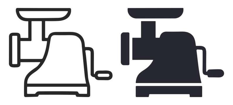 Icon black and white hand meat grinder illustration set on transparent background