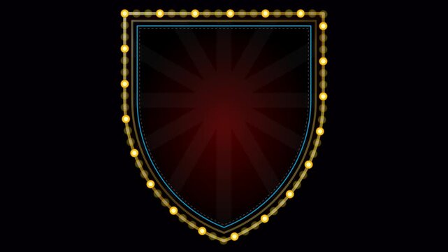 Crimson empire shield crest retro marquee frame.
