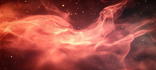 Obraz premium Mesmerizing Rose Pink Fantasy with Aurora Borealis Flowing Particles and Gold Dust Elegance