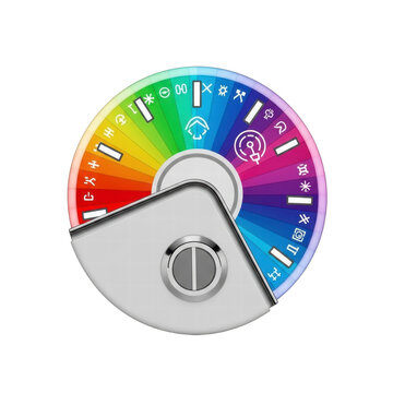 Color wheel with icons for different settings