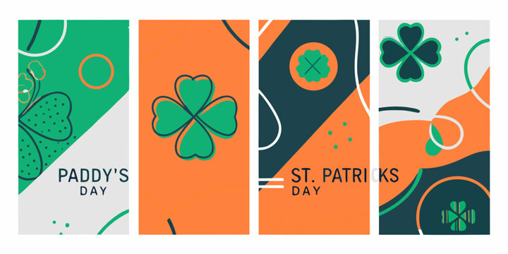 Shamrock patterns with text vector illustration set on white background