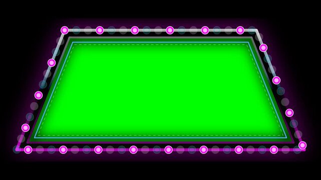 Green screen chroma key 1980s synthwave outrun retro marquee frame.